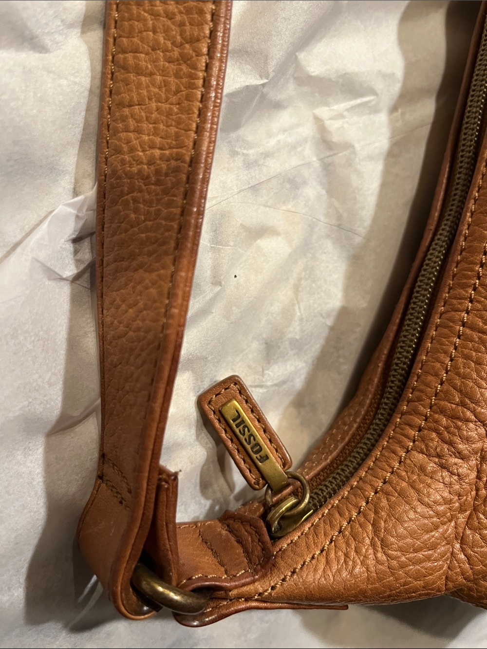 Fossil 75082 Vintage Brown Pebbled Leather shoulder bag. - Picture 6 of 8